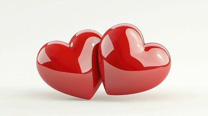 Heart Valentine's Day, Two glossy red hearts together