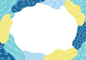 手描きレトロポップ模様の夏色フレーム