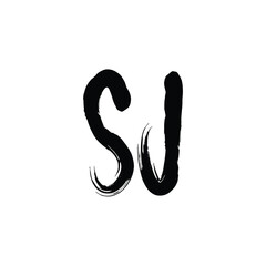 Fototapeta premium SJ monogram logo design letter text name symbol monochrome logotype alphabet character simple logo