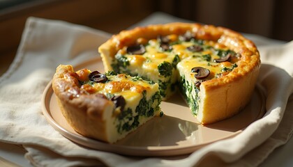 Spinach and Mushroom Quiche Recipe Delicious Baked Dish