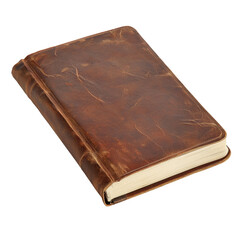Obraz premium Vintage Leather Bound Book with Blank Pages on White Background