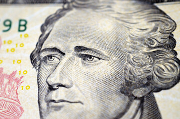 The portrait of Alexander Hamilton, who served as the first U.S. Secretary of the Treasury from the...
