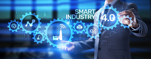 Smart industry 4.0 innovation automation manufacturing technology concept.