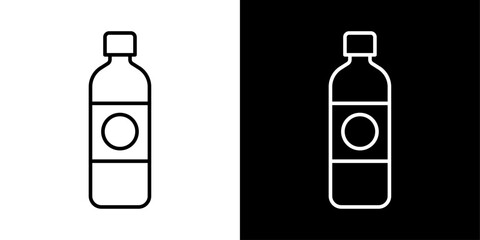 ペットボトルのアイコンイラスト／パス編集可能／白黒