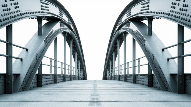 Steel Arch Bridge Structure with Detailed Metalwork