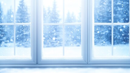 Fototapeta premium Winter Wonderland View from Cozy Window Pane