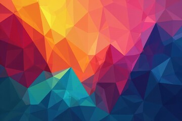 Obraz premium Geometric blocks in spectrum hues, sharp lines create depth , minimal, polygon, depth