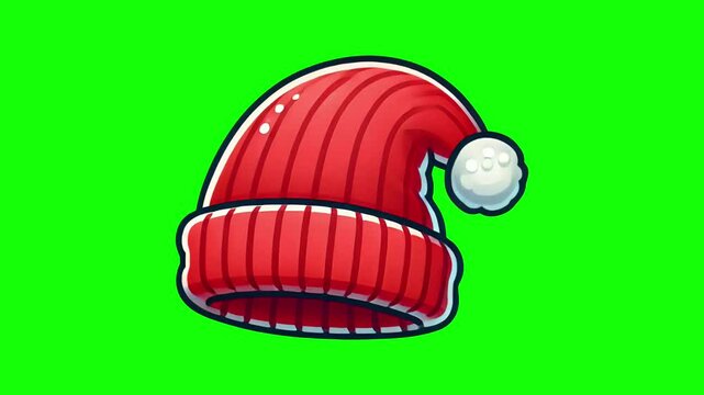 Winter hat Isolated on Green Screen Background. 4K Motion Graphic Animation.