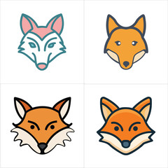 Fox vector icon set