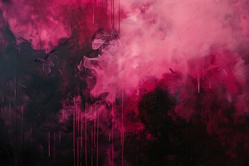 Fototapeta premium abstract background with pink and black paint splashes on black background