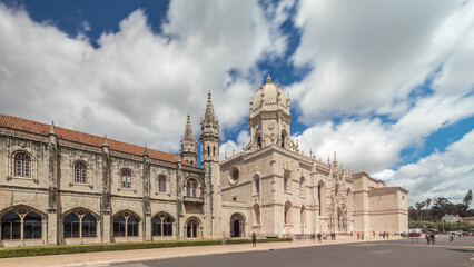 Naklejka premium Mosteiro dos Jeronimos, located in the Belem district timelapse hyperlapse of Lisbon, Portugal.