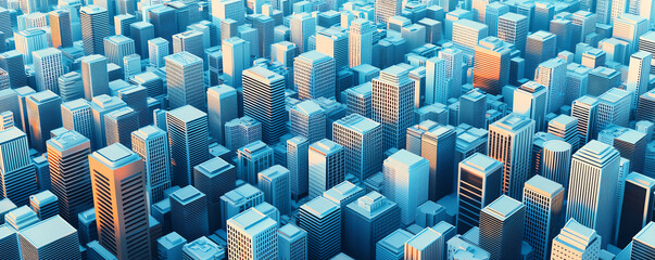 Fototapeta premium Aerial view of modern city skyline with numerous skyscrapers and buildings