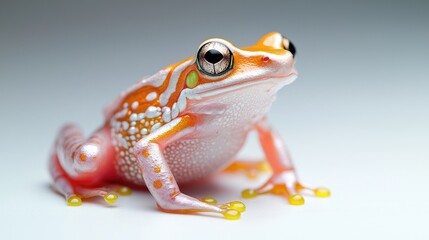 Fototapeta premium Orange frog studio shot, eggs, nature background