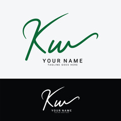 K, W, KW Initial letter logo. Alphabet KW Handwritten Signature logo
