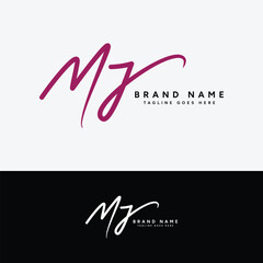 M, J, MJ Initial letter logo. Alphabet MJ Handwritten Signature logo