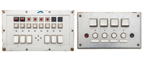 Two industrial control panels isolated with transparent background