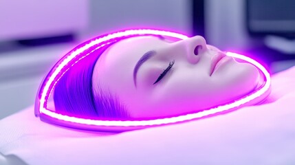 Woman Receiving Facial LED Light Therapy Treatment