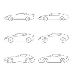 vector set of car icons.Linear Style Car Icon Set – Minimalist Automotive Vector Illustrations