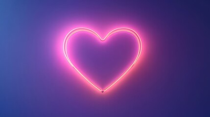 Vibrant Neon Pink Heart Symbol on Deep Blue Background for Romantic and Artistic Themes