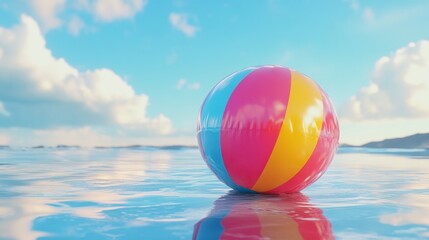 Single Colorful Inflatable PVC beach ball isolate 