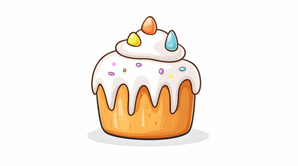 Cartoon Easter Cake, sweet treat, festive design, food illustration, for use in children's materials or cards