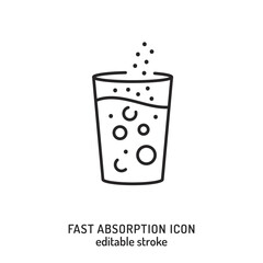 Fast absorption minimalist icon. Glass with dissolving particles