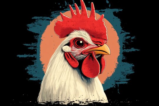 A vintage-style poster of a fighting rooster, with bold typography and muted tones reminiscent of 1950s cockfighting advertisements