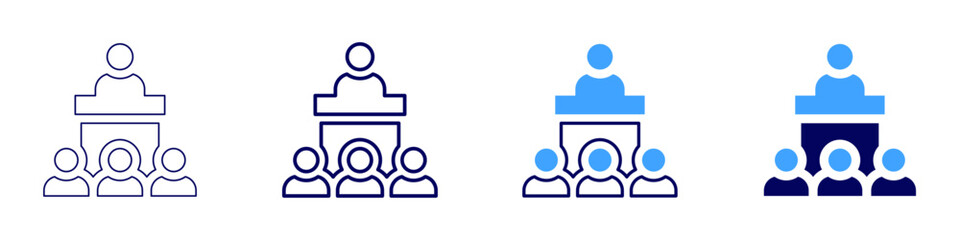 Audience feedback icon in 4 different styles. Thin Line, Line, Bold Line, Duotone. Duotone style. Editable stroke