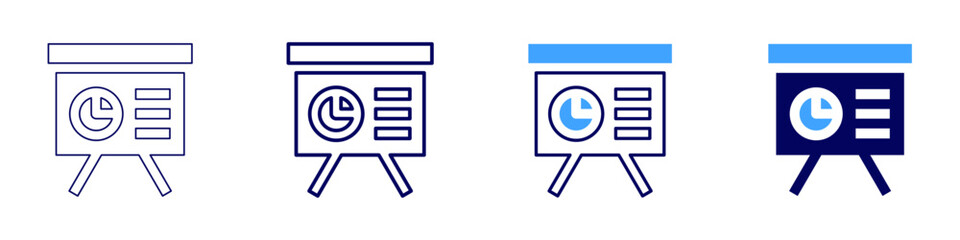 Company presentation icon in 4 different styles. Thin Line, Line, Bold Line, Duotone. Duotone style. Editable stroke