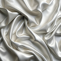 Fototapeta premium Elegant Draped Cream Silk Fabric Texture. Luxurious Background