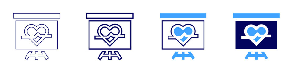 Elevator pitch techniques icon in 4 different styles. Thin Line, Line, Bold Line, Duotone. Duotone style. Editable stroke