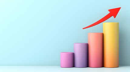 Colorful bar graph rising, simple background, business growth, presentation aid, possible use in stock photos