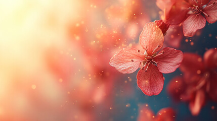 Seasonal backgrounds of spring blossoms floating gently on a soft pastel gradient