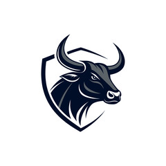 bull silhouette logo vector line art logo design