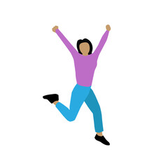 Happy woman jump character illustration