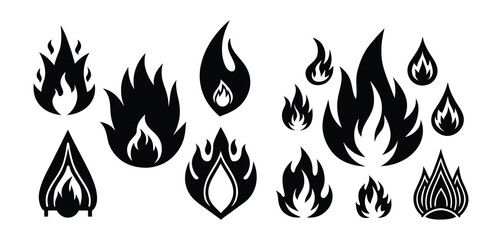 set of black and white flames