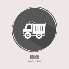 Symbol truck logo. Illustration of truck in flat. Stock vector.