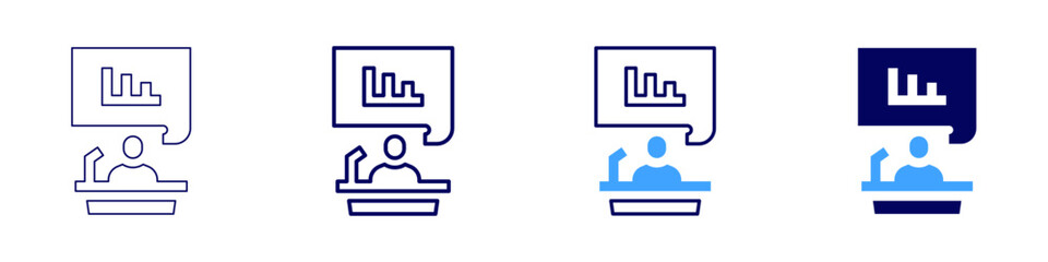 Opening remarks icon in 4 different styles. Thin Line, Line, Bold Line, Duotone. Duotone style. Editable stroke