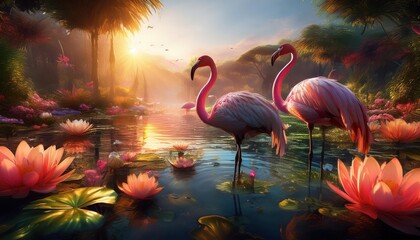 Captivating tranquility of summer mornings by a vibrant lotus pond