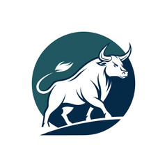 bull silhouette logo vector line art logo design