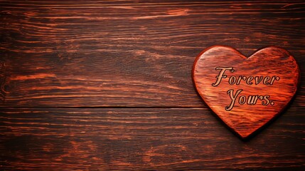 Wooden Heart Forever Yours Romantic Love Message