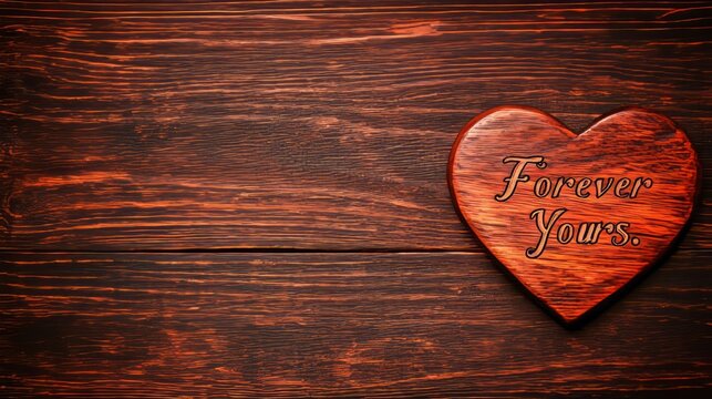 Wooden Heart Forever Yours Romantic Love Message