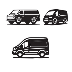 Van Silhouette on White Background