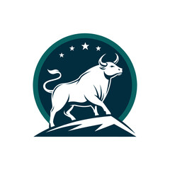 bull silhouette logo vector line art logo design