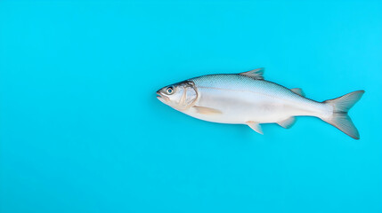 Fresh salmon, vibrant blue background, still life, food photography, use for food blog, cookbook, or restaurant marketing