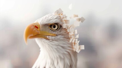 Fototapeta premium Surreal Concept of an Eagle with Fragmented Head Representing Transformation and Innovation in Nature and Wildlife