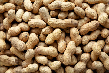 Organic Raw Peanuts, top view.