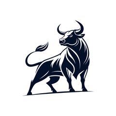 bull silhouette logo vector line art logo design