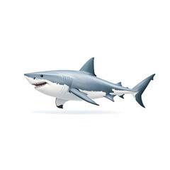 Fototapeta premium Great White Shark Illustration, Isolated on White Background, for Educational or Design Use