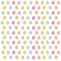 Easter eggs pattern on white background. Pastel colors.